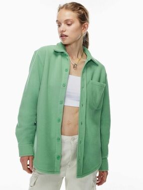 Aritzia TNA Light Green Polar Jacket with Button Detail S